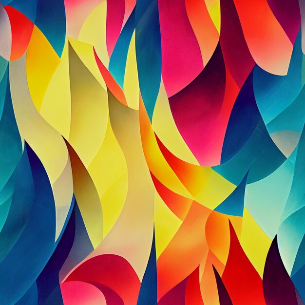 Brightly colored abstract painting of a variety of shapes generative ai