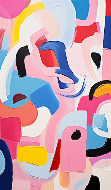 brightly colored abstract painting of a variety of shapes and sizes generative ai