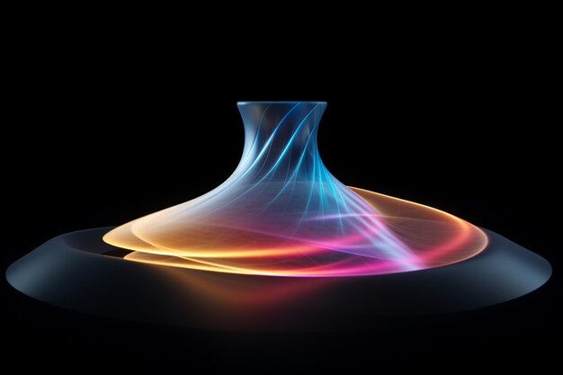 brightly colored abstract photograph of a vase on a black surface generative ai