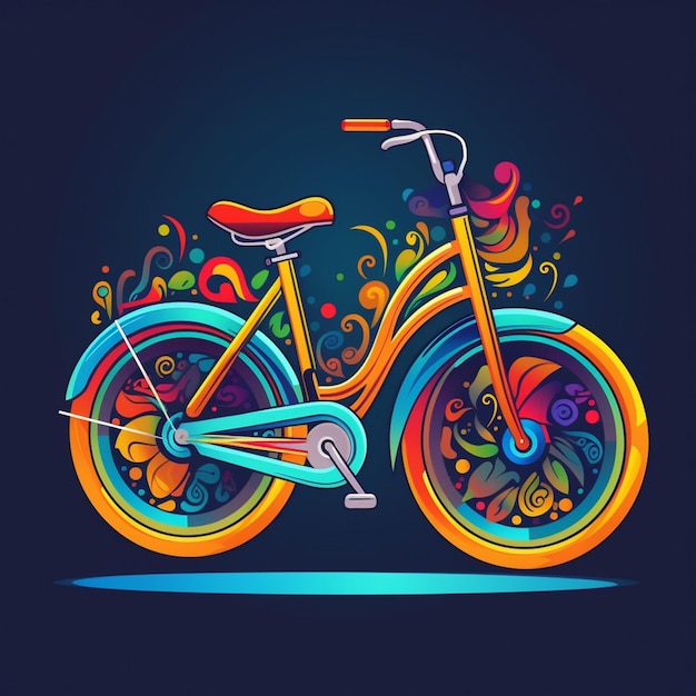 brightly colored bicycle with a basket on the front wheel generative ai