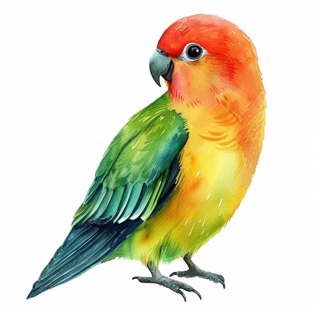 brightly colored bird with a red head and yellow beak generative ai