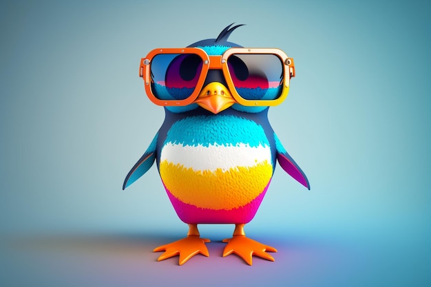 A brightly colored bird with sunglasses and a pair of sunglasses generative ai