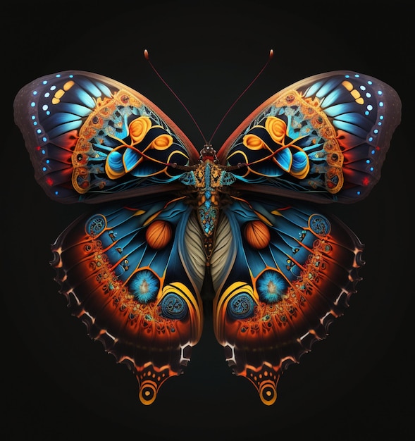 Brightly colored butterfly generative ai