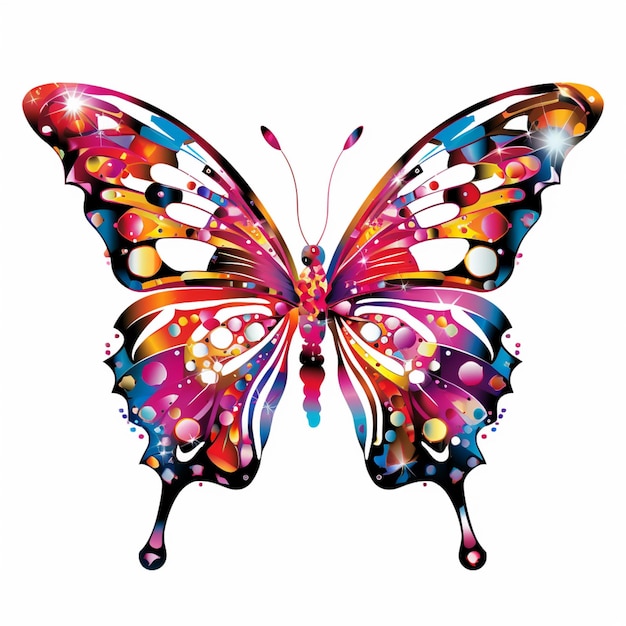 brightly colored butterfly with bubbles and bubbles on its wings generative ai