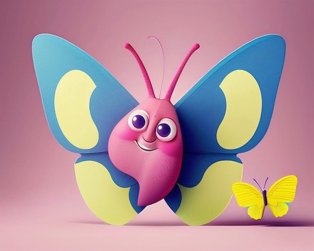 Фото Яркая бабочка с глазами и улыбкой на лице, генерирующая ай