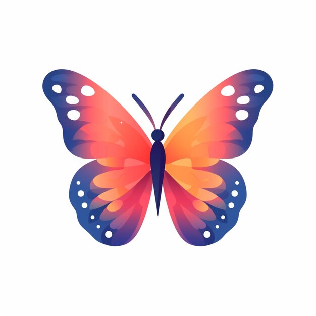 brightly colored butterfly with open wings on white background generative ai