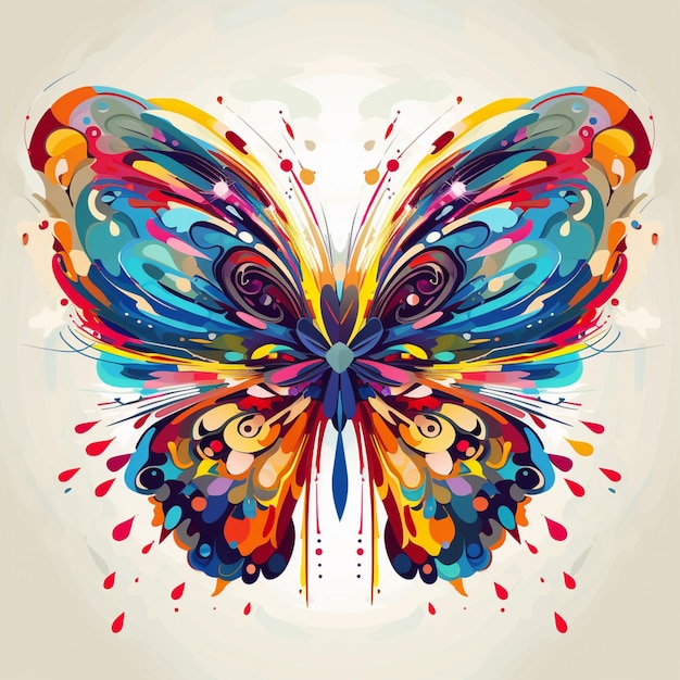 Brightly colored butterfly with a white background generative ai