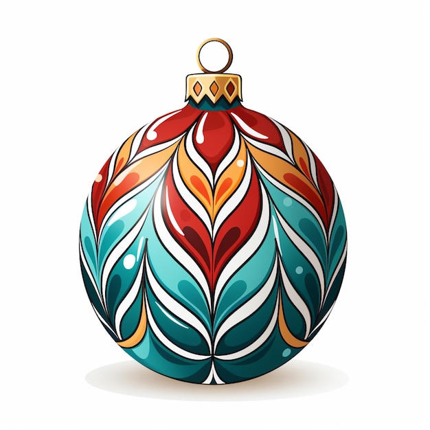 brightly colored christmas ball with a gold top and a decorative pattern generative ai