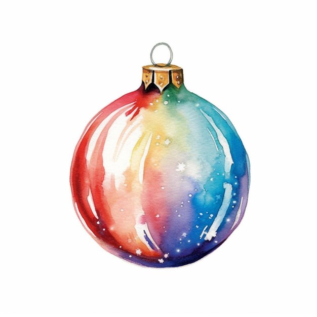 brightly colored christmas ornament with a gold top and a star on the top generative ai