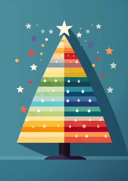 a brightly colored christmas tree with stars and a star on top generative ai