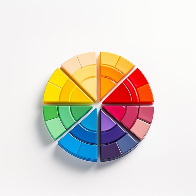 Foto un cerchio di colori vivaci con uno sfondo bianco generativo ai