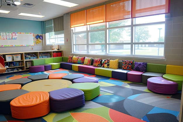 Photo a brightly colored classroom with a colorful floor