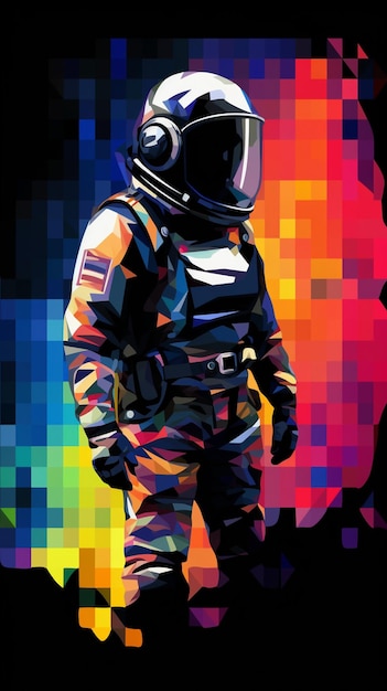 brightly colored digital illustration of an astronaut in a space suit generative ai