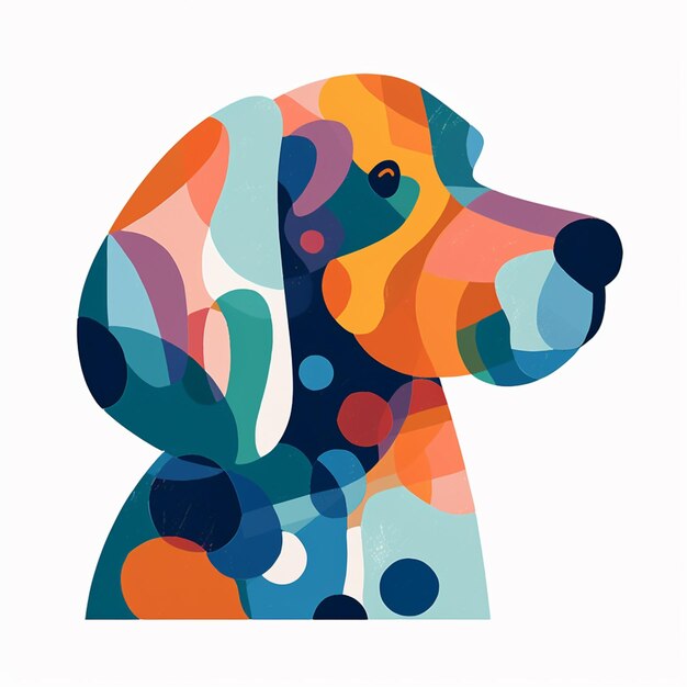 Photo brightly colored dog with a polka dot pattern on its head generative ai