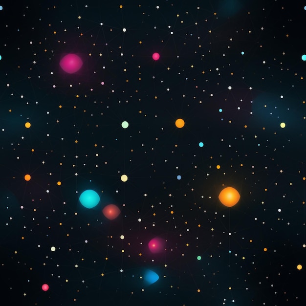 brightly colored dots are scattered on a black background generative ai