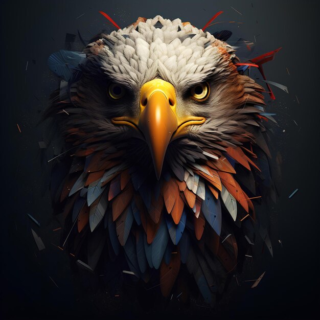 brightly colored eagle head with a black background ai generated