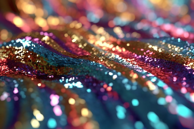 brightly colored fabric with a wave of glitter on it generative ai