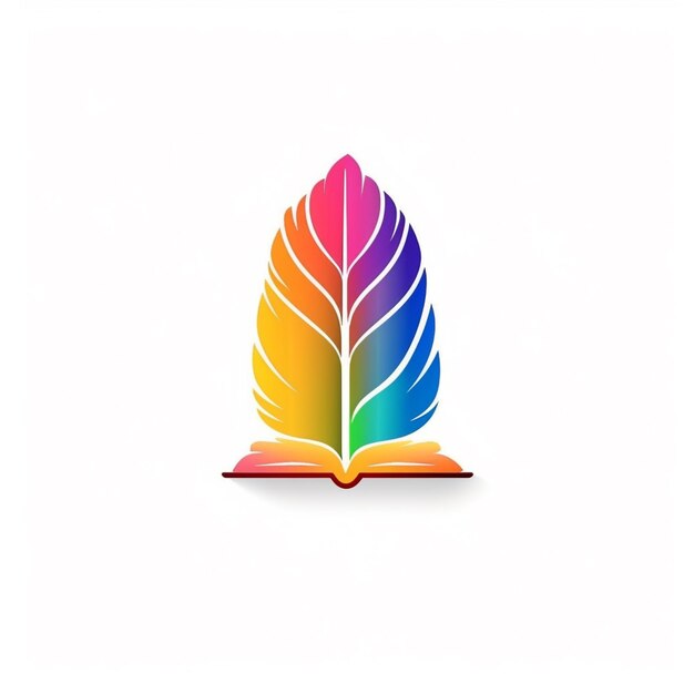 Photo a brightly colored feather feather logo with open book generative ai