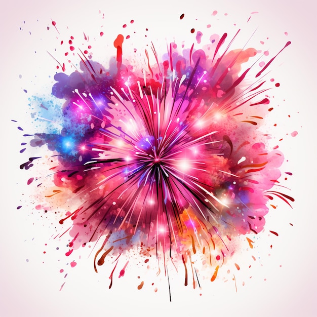 Foto fuochi d'artificio dai colori vivaci che esplodono nell'aria con un sacco di splat generativi ai