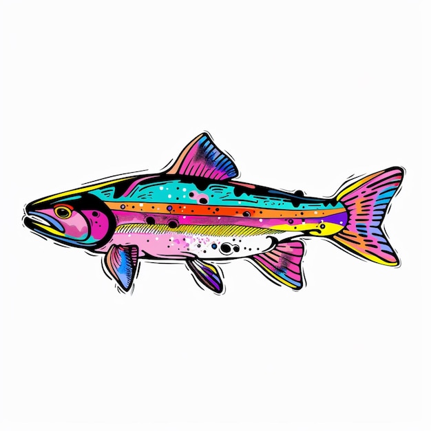 Photo brightly colored fish with a white background generative ai