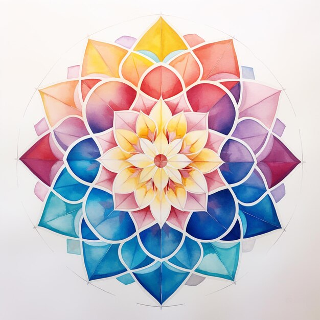 brightly colored flower design on white paper with a white background generative ai