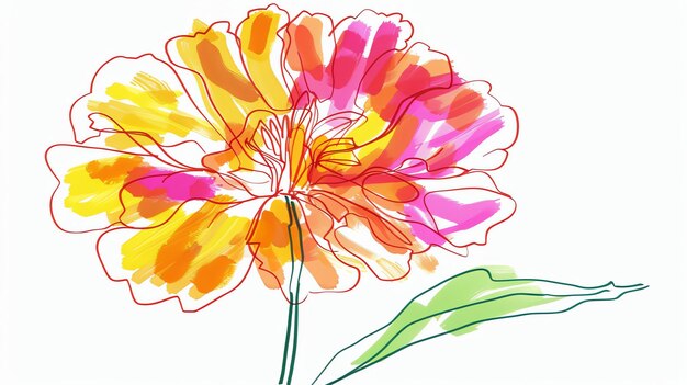 Фото Ярко окрашенный цветок с различными цветами, включая желтый, оранжевый, розовый и красный