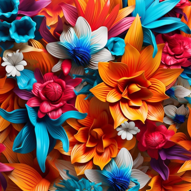 brightly colored flowers are arranged in a large pile generative ai