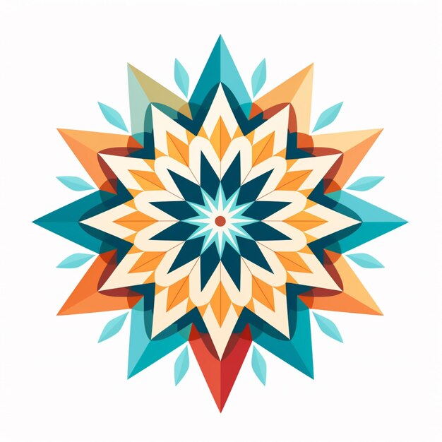 brightly colored geometric design of a starburst with a white background generative ai