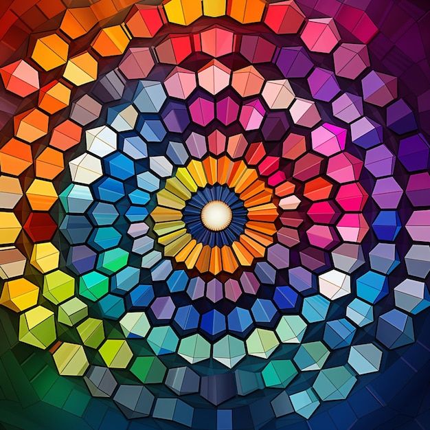 A brightly colored geometric design with a circular center generative ai