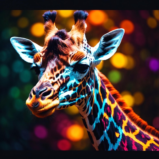 Photo brightly colored giraffe