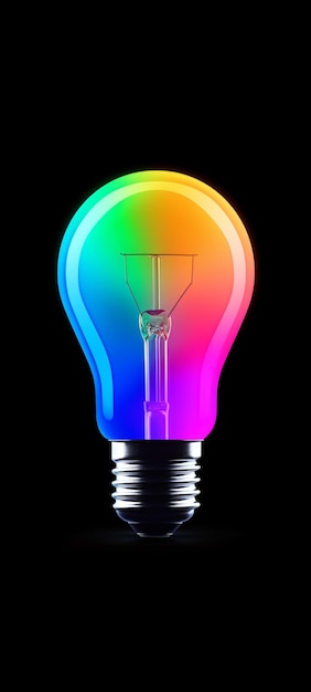 A brightly colored light bulb with a black background generative ai