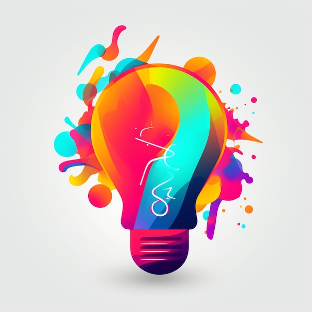 brightly colored light bulb with colorful splashes and numbers on it generative ai