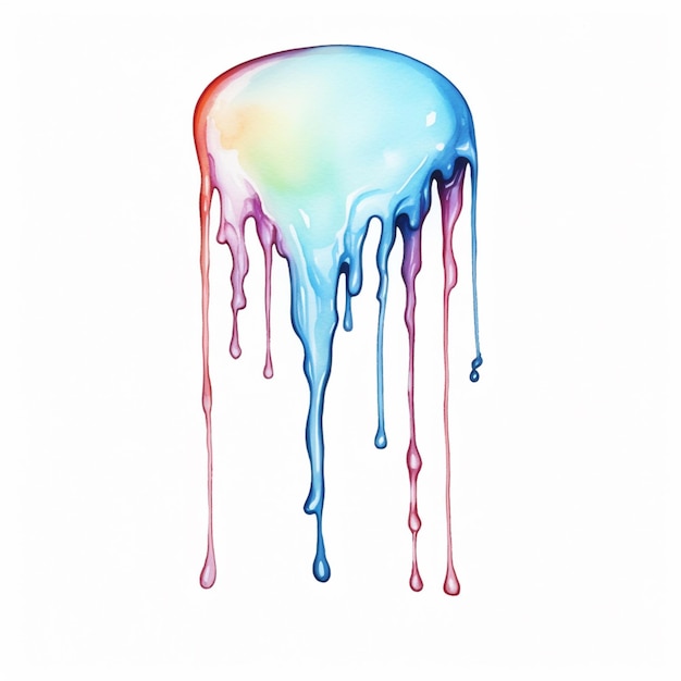 a brightly colored liquid drips down from a white surface generative ai