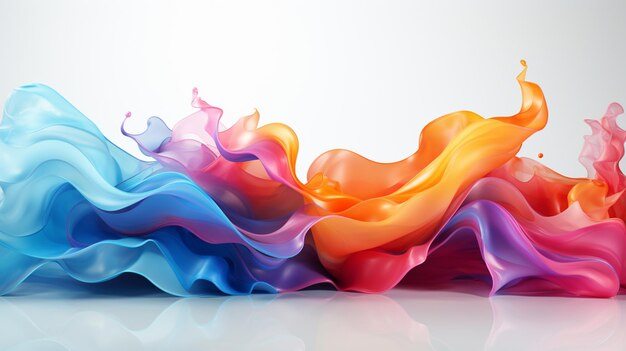 Brightly colored liquid pouring into a white surface generative ai