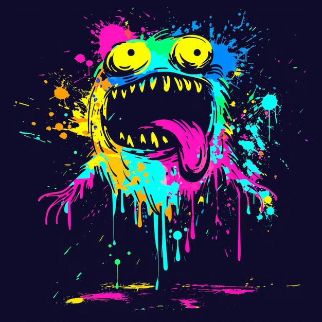 a brightly colored monster with a mouth full of bright paint generative ai