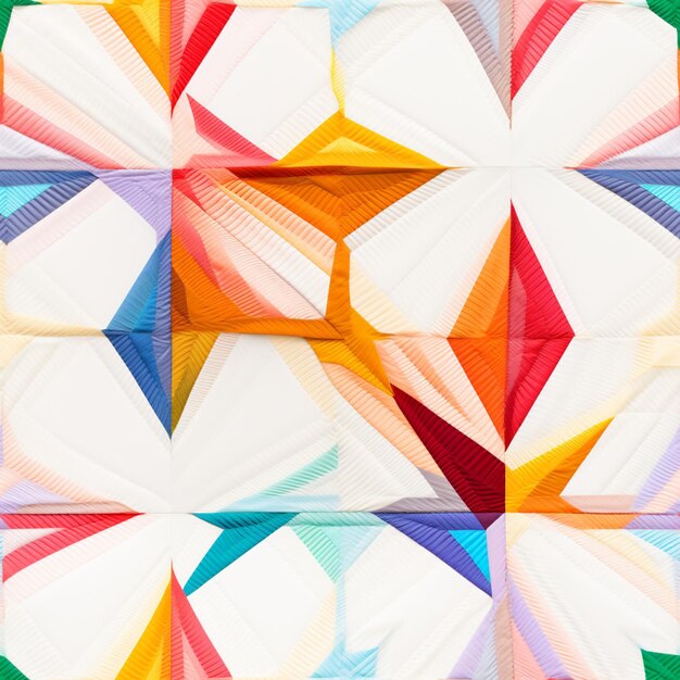 Brightly colored origami paper pieces arranged in a square generative ai