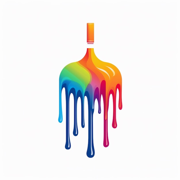 a brightly colored paint dripping down a white wall generative ai