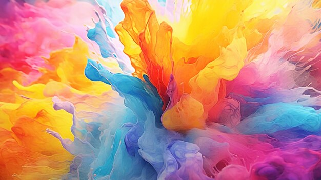 Brightly colored paint is mixed in to a large ai generative