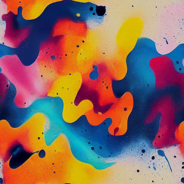 Brightly colored paint splattered on a white surface with a black background generative ai