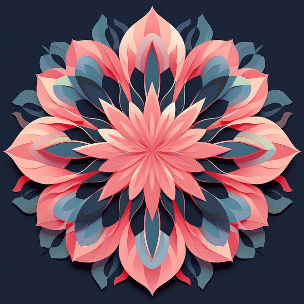 brightly colored paper flower on dark background with blue and pink petals generative ai