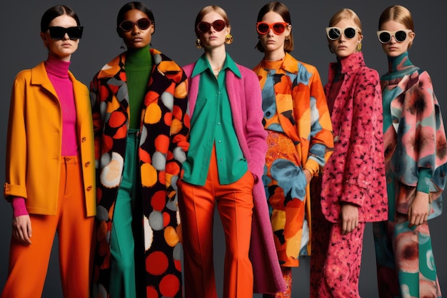 Photo brightly colored and patterned ensembles for the fall season created with generative ai