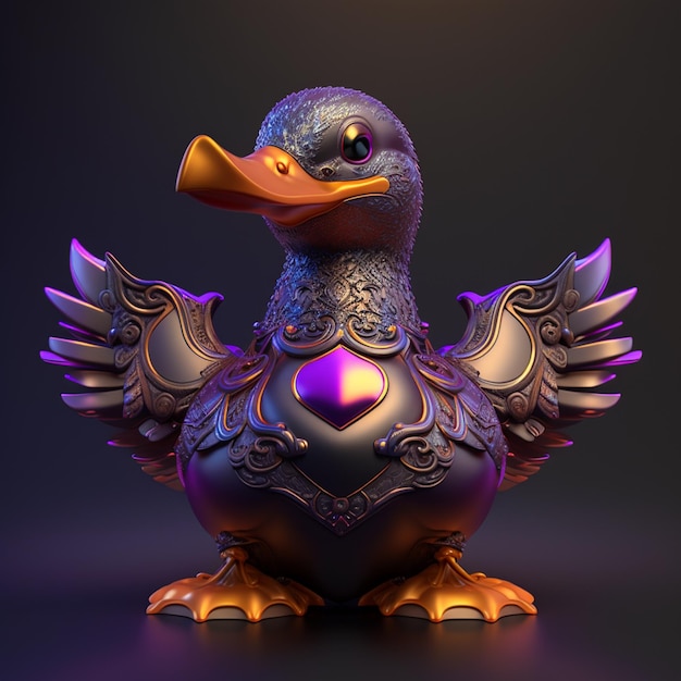 Brightly Colored Realistic Rubber Duck Toy with a Happy Expression Ai Generated Art Work