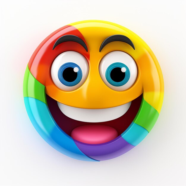 a brightly colored smiley face with a wide smile on a white background generative ai