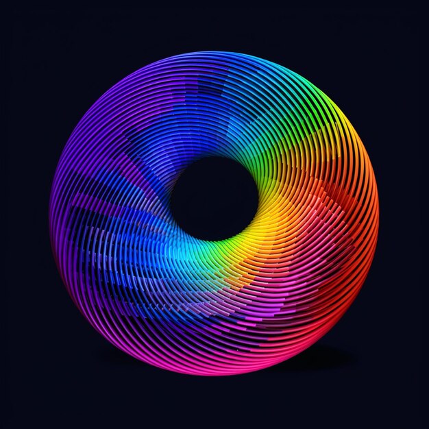 Foto un disegno a spirale dai colori vivaci su uno sfondo nero