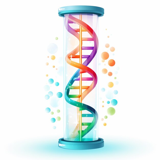 a brightly colored spiral of dna in a glass tube generative ai