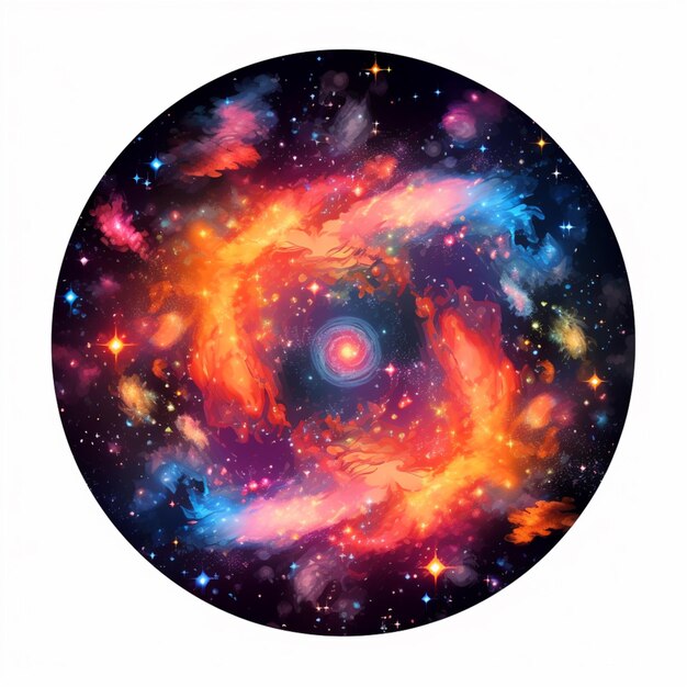 a brightly colored spiral galaxy with stars and a bright center generative ai