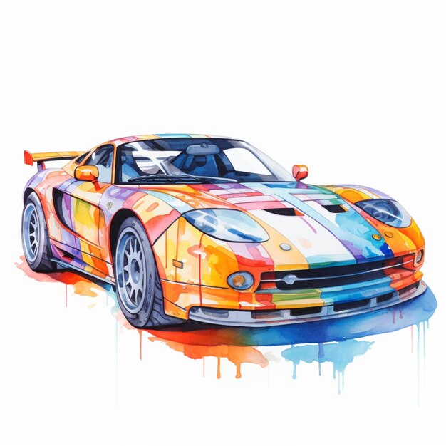 a brightly colored sports car with a white background generative ai