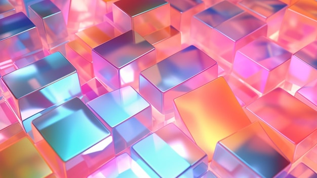 Photo brightly colored squares of glass are arranged in a pattern generative ai