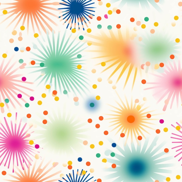 Brightly colored stars and dots on a white background generative ai
