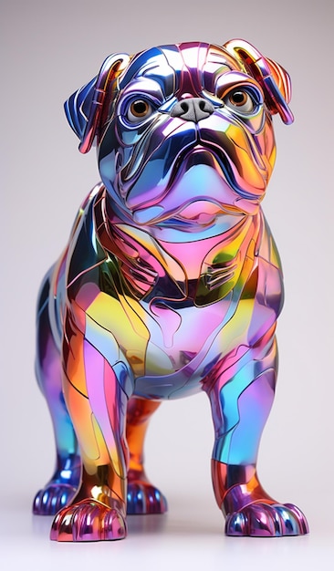 Brightly colored statue of a dog with a collar on generative ai